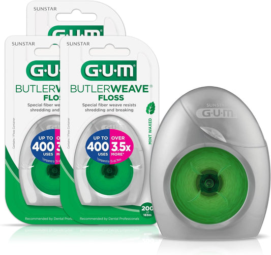 GUM ButlerWeave Woven Dental Floss, Mint Waxed, 1 Count (3 Pack)