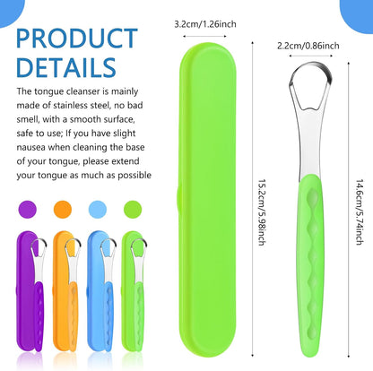 4 Pcs Tongue Scraper Cleaner Adults Kids,Purple, Orange, Blue and Green