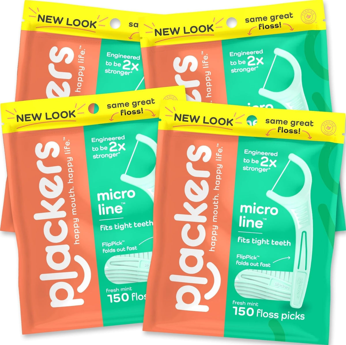 Plackers Micro Line Floss Picks, Intense Mint, 300 Count