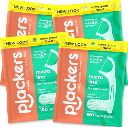 Plackers Micro Line Floss Picks, Intense Mint, 300 Count