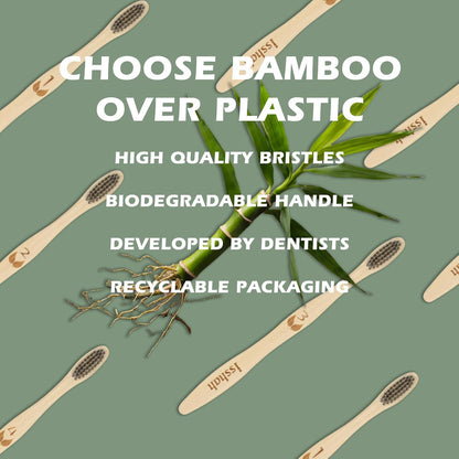 Isshah Biodegradable Bamboo Charcoal Toothbrush - 12 Pack - FSC Certified