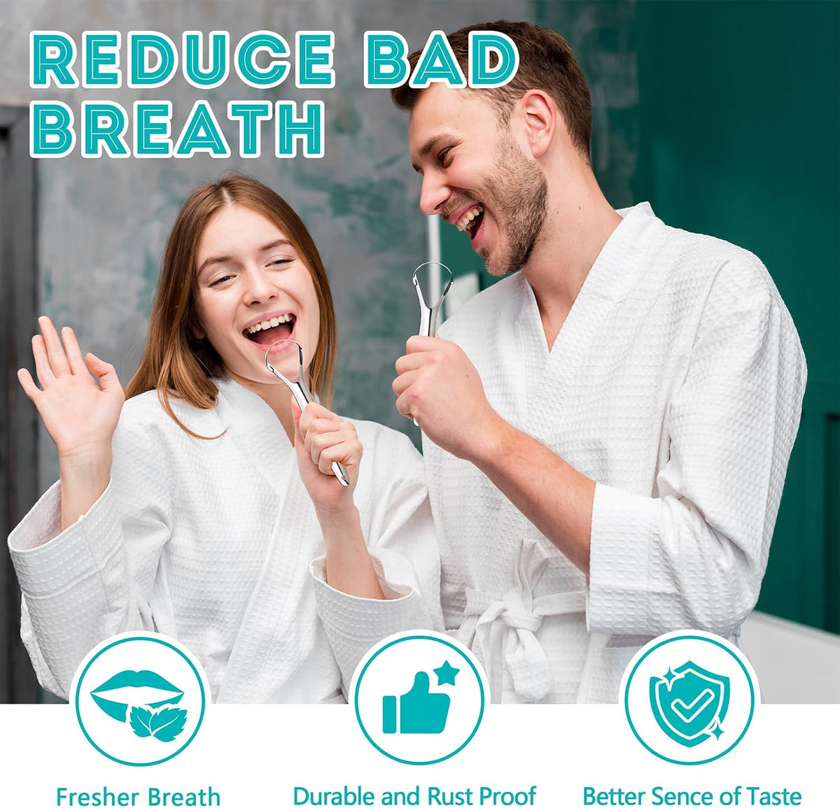 EZ COZY 2 Pack Tongue Scraper for Adults, Reduce Bad Breath, Tongue Cleaner with Travel Case, Stainless Steel Tongue Scrapers, Tongue Brush, Tongue Scrubber for Oral Care & Hygiene