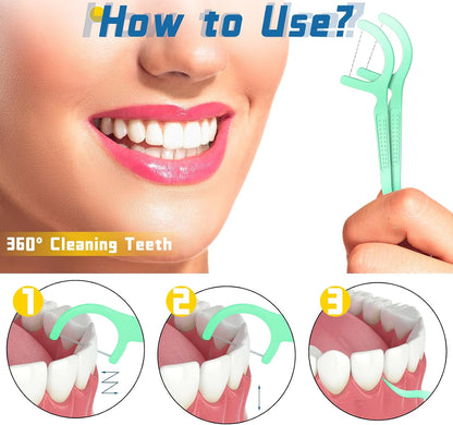 Maxdot 1000 Count Fresh Mint Flavor Dental Flosses Picks Bulk High Toughness Dental Floss Tooth Picks Flossing System for Adults Family Travel Tight Spaces Teeth Cleaning