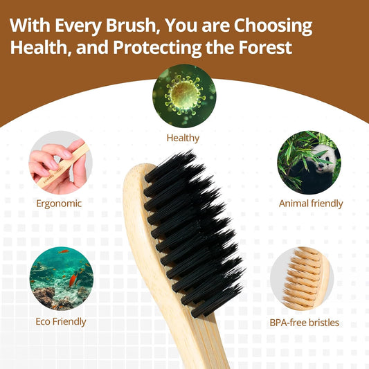 Virgin Forest Bamboo Toothbrushes 10pk, Soft BPA Free Biodegradable