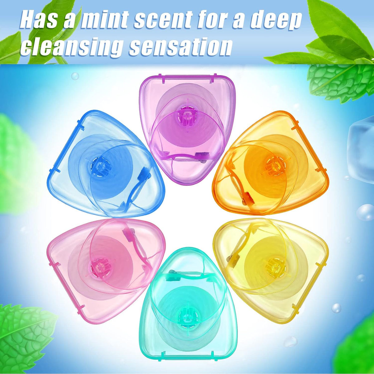 Patelai 100 Boxes Dental Floss Bulk Each 54 Yards/50 M Mint Waxed Mini Travel Size Tooth Floss Picks Pack Individually Wrapped for Adults Homeless Teeth Protection