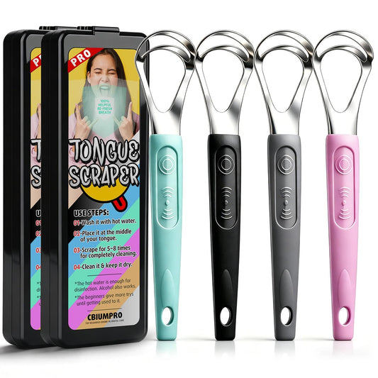 Cbiumpro 4 Pack Colorful Tongue Scraper Cleaner for Kids Adults