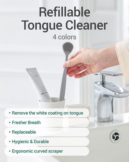 DEARCUS Tongue Scraper for Adults & Kids, 3 Heads (Deep Gray)
