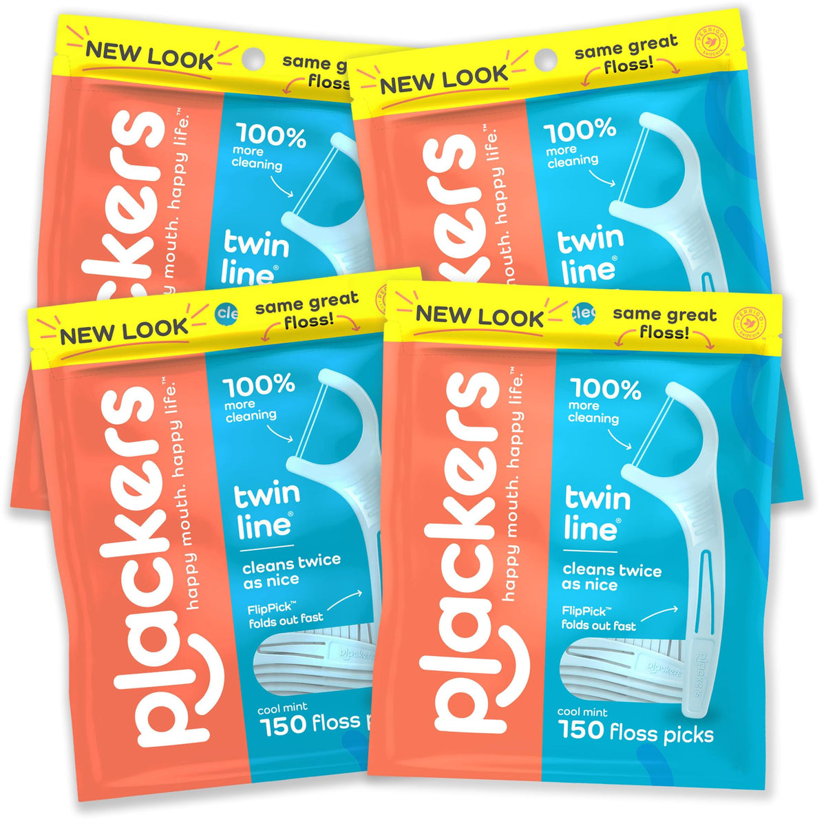 Plackers Twin Line Floss Picks, Intense Mint, 75 Count