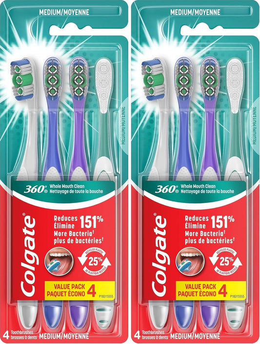 Colgate 360 Deep Clean Toothbrush with Medium Bristles, 4 Pack