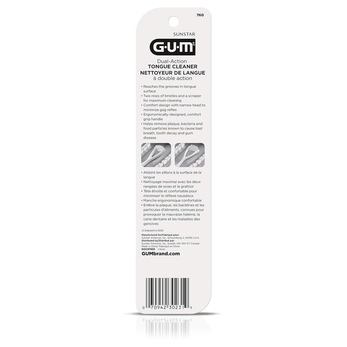 GUM Tongue Cleaner with Tongue Scraper, 1 Count (3 Pack)