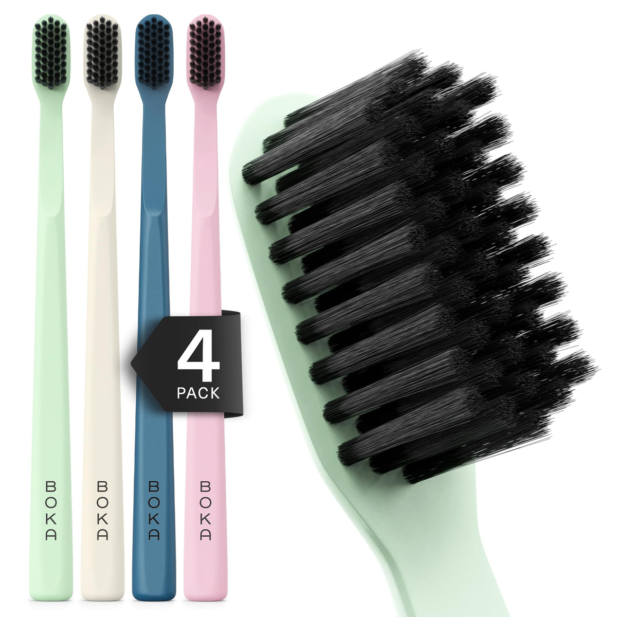 Boka Classic Soft Bristle Manual Toothbrush - Activated Charcoal