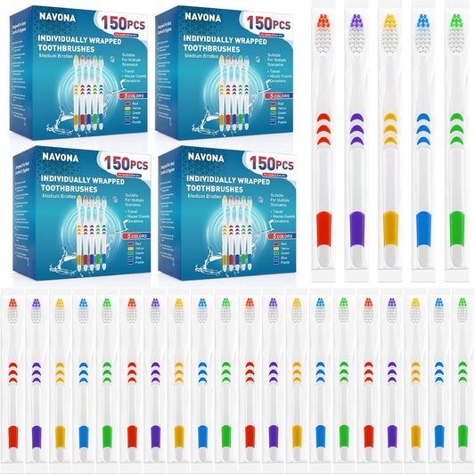 600 PCS Premium Individually Wrapped Bulk Toothbrush, Disposable Toothbrush
