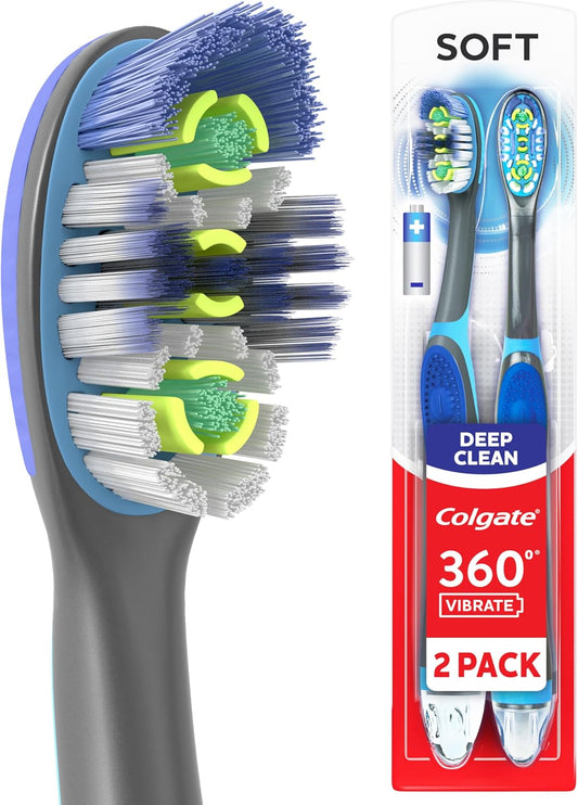 Colgate 360 Advanced Floss Tip Soft Toothbrush, 2 Pack