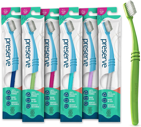 Preserve Adult Toothbrushes Ultra Soft Bristles Eco-Friendly BPA-Free 6 Ct