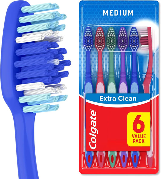 Colgate Extra Clean Medium Toothbrushes, 6 Pack