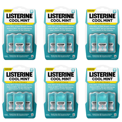 Listerine PocketPaks Breath Strips, Cool Mint, 24-Strip Pack, 3 Pack
