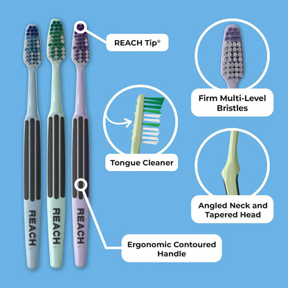 Reach Advanced Design Firm Bristle Toothbrushes, 7 Count