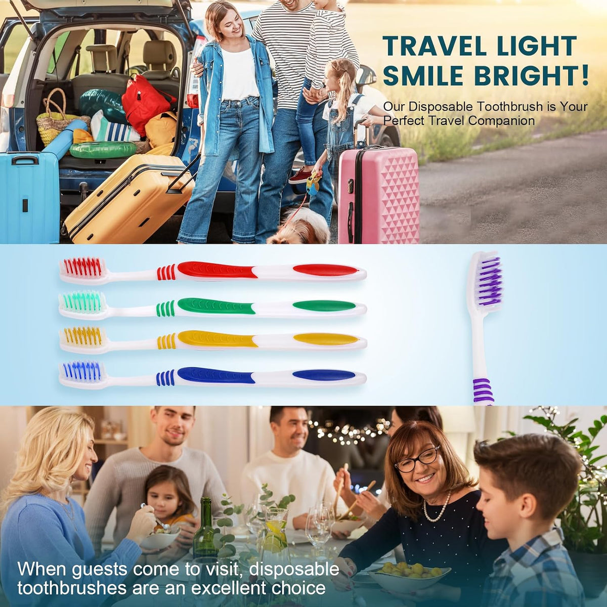 Navona 150 PCS Premium Individually Wrapped Bulk Toothbrush Pack, Disposable Toothbrushes, Kids Toothbrush, Medium Soft Bristle Toothbrushes, Ergonomics Handle, Perfect for Travel Hotel Donation