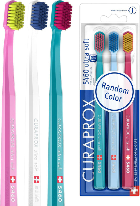 Curaprox CS 5460 Ultra-Soft Toothbrush, Random Colors, 3-Pack, Swiss Made