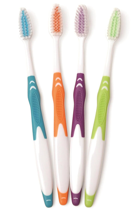 FRESHMINT Individually Wrapped Bulk Premium Toothbrushes (100 Pack), Oversized Easy Grip Handle, Soft Multi Color Nylon Bristles Perfect for Travel, Hotel, Donation. Toothpaste Sold Separately.