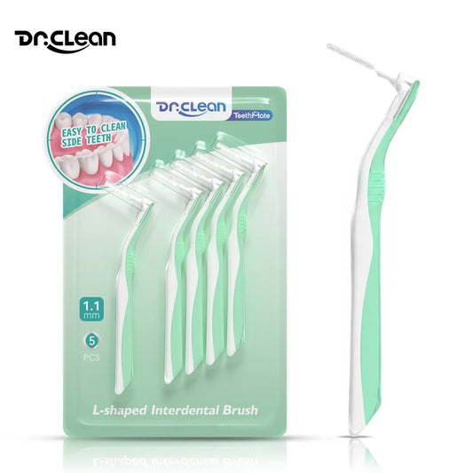 Dr.Clean  NEW L-Shaped Interdental Brush Oral Care Set - Daily Use, 0.7-1.1mm Soft Bristles, Storage Case, 20/30/60 Packs, Suitable for Braces, Sensitive Gums, Effective Plaque Removal