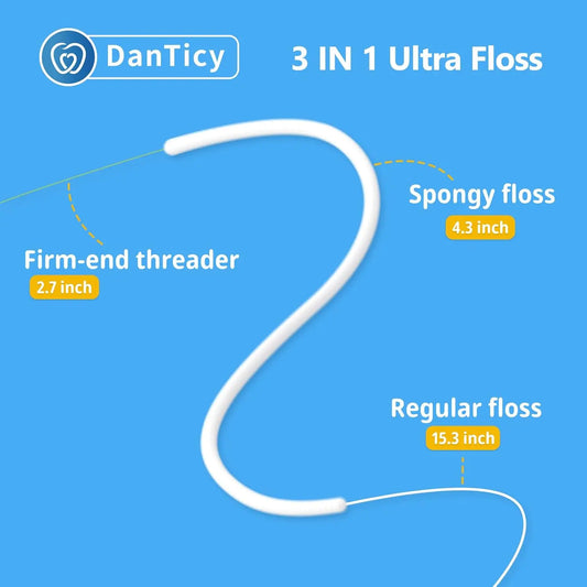 2 Pack 3-in-1 Orthodontic Floss, 160 Pre-Cut Strands with Threader & Spongy Brush, Professional Deep Cleaning Dental Floss for Teens & Adults, Ideal for Braces, Dental Bridges and Implants Oral Care