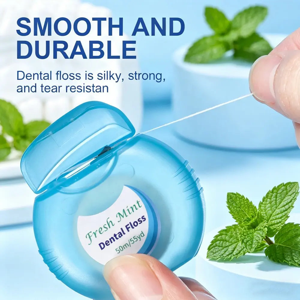 2 Bags 300pcs Disposable Mint Floss, Family Size Dental Floss Sticks, Includes 2 Convenient Mint Floss Rolls, Oral Care Essentials, Tooth Floss